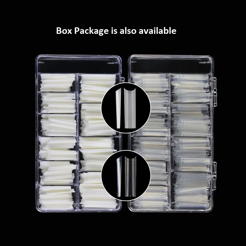 xxl tapered square straight half cover nail tips 500pcs flat no c curve tips for acrylic nails soft gel nail extension tips