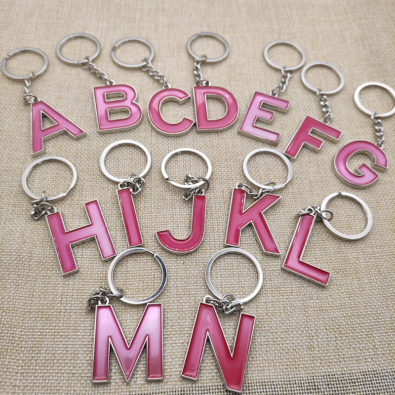 26 English letters keychain creative zinc alloy paint keychain pendant commemorative gift keychain