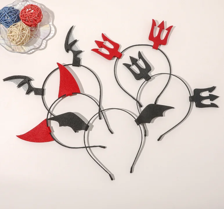Fancy Dress Ball Duckbill Clip Devil Horn Headband Hair Clips Halloween Hair Accessories For Kids Set