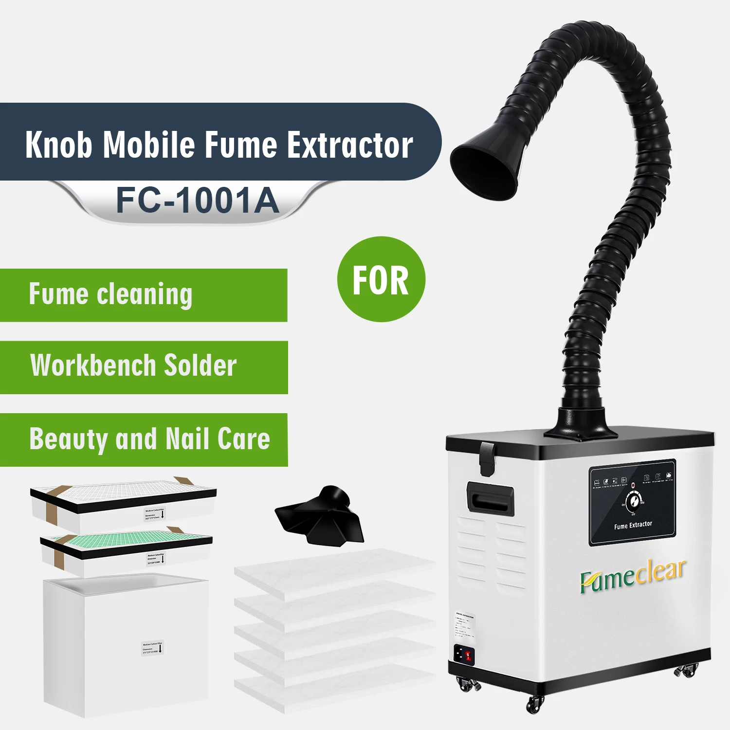 factory supply 100W portable mobile welding co2 fume extractor hepa machine for laser cutter engraver smoke dtf with 3 stage
