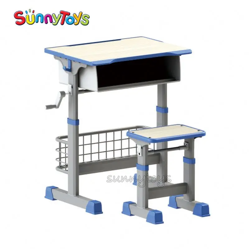 Hot Sale School Furniture Wood Four Students primary school desk set 2 setter student tables and chair school
