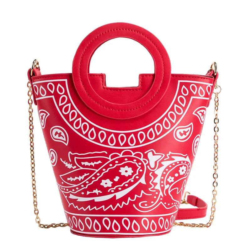  High Quality PU Leather Crossbody Bandana Bag Luxury Handbags for Girl Bucket Women Ladies Designer