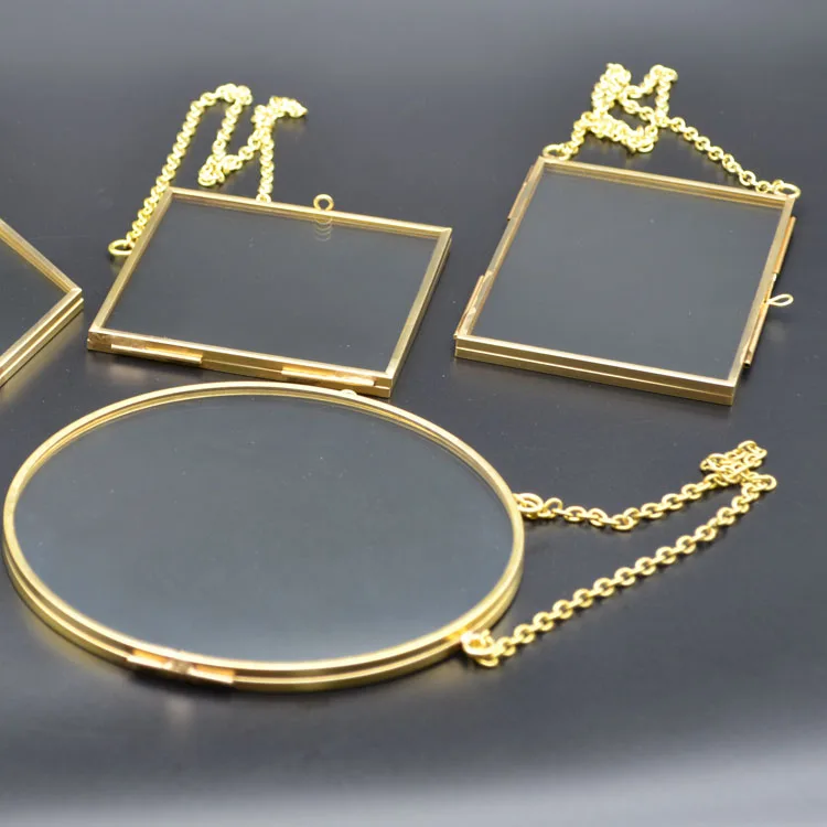 dried flower brass & glass circular frames triangular square hexagon rectangle octagon gold ornament wedding baby shower decor