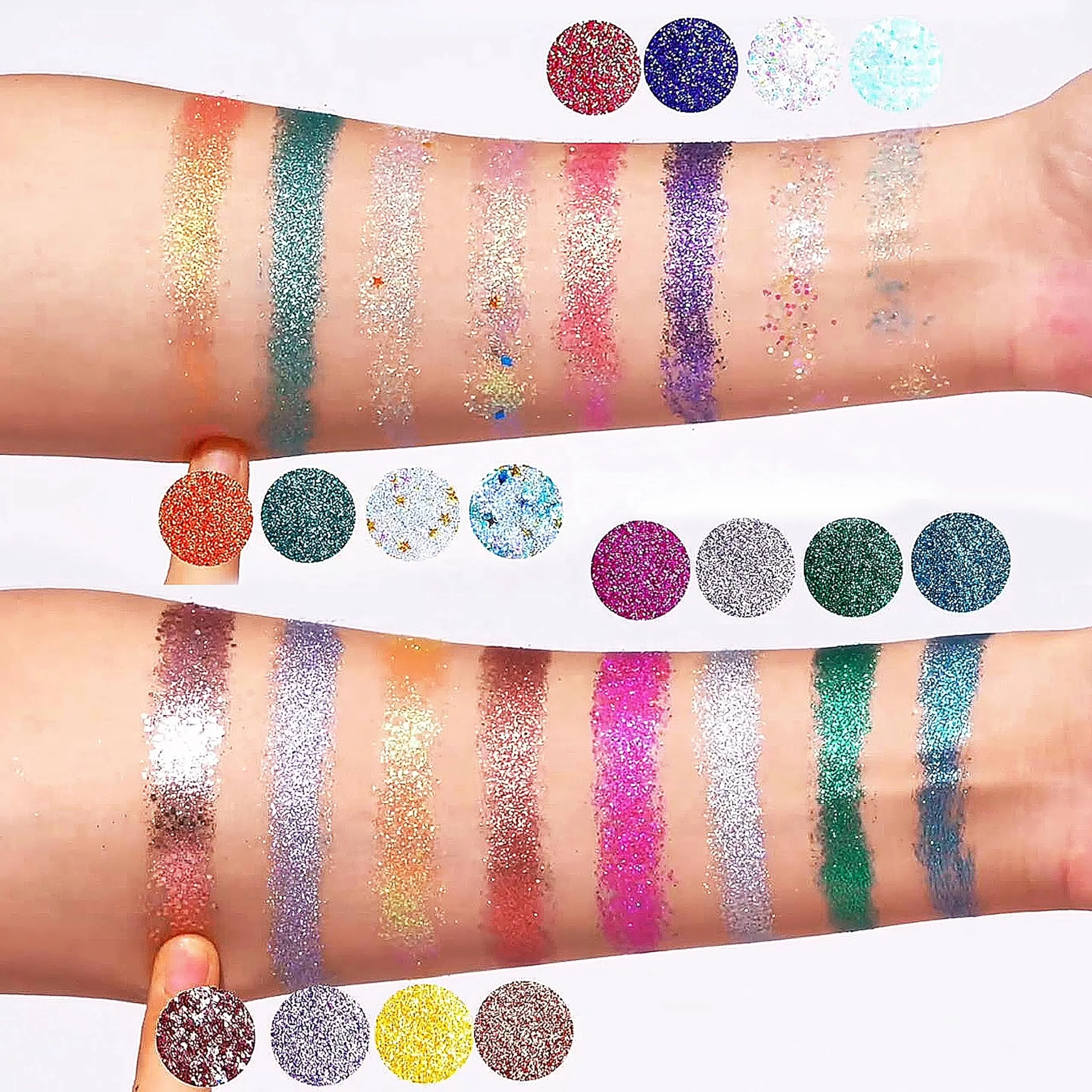 OEM Professional 16 Colors Chunky Fine Pressed Glitter Eye Shadow Powder Makeup Pallet Highly Pigmented Ultra Shimmer Face Body
