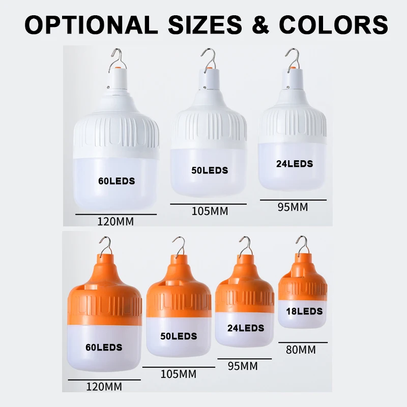 Portable Outdoor Solar Light Bulbs Waterproof Solar Tent Light LED Camping Lamp with Solar Panel Remote Controls