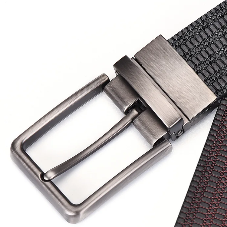 2019 Factory Customized Logo Casual Belt Top Quality Genuine leather Double Sides Rotating Pin Buckle Belts For Mens
