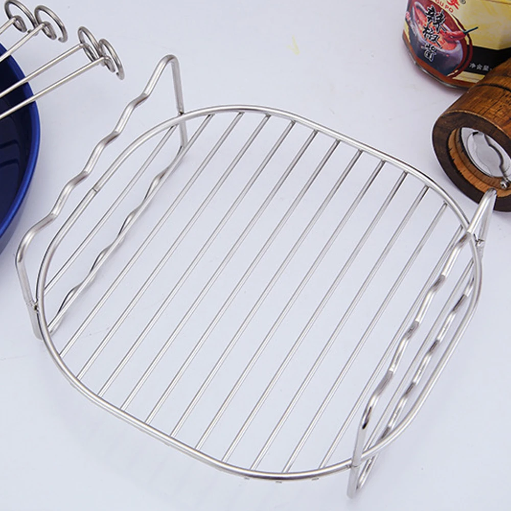 Household air fryer accessories double-layer barbecue grill barbecue skewers grilled fish stainless steel bread rack baking rack