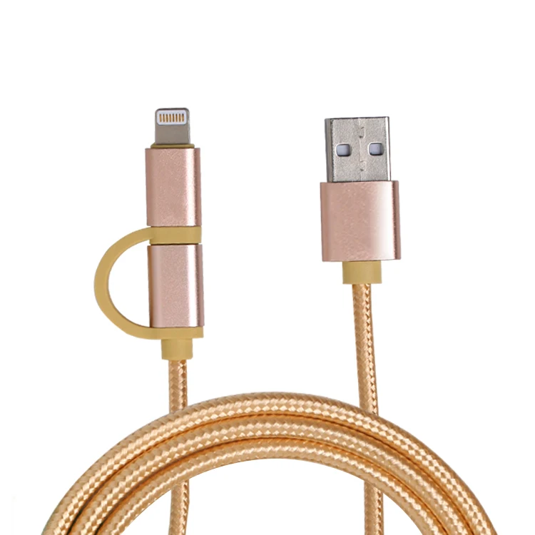 
2 in 1 Universal Charger Cable, Micro USB/Lightning adapters Premium Braided Multi Charging Cable for iPhones 