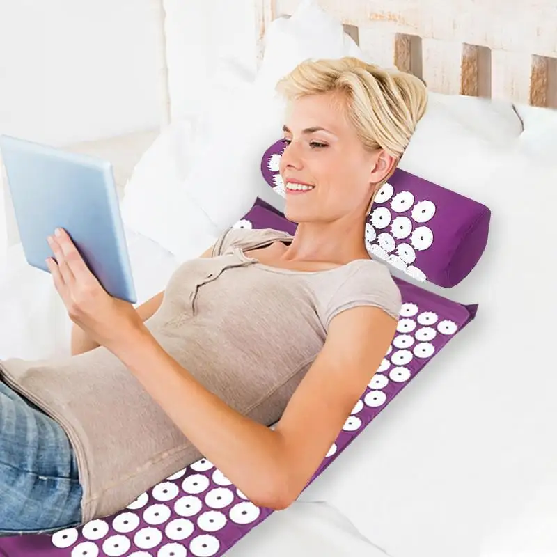 wholesale foot lotus Spike linen mattress Yoga Acupressure Acupuncture Massage mat and Pillow set