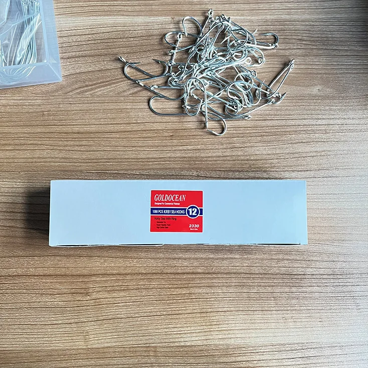1#-20#  2330 Fishhook High Carbon Steel KIRBY SEA WITH RING Barbed Hook Commercial Saltwater Fishing Hooks