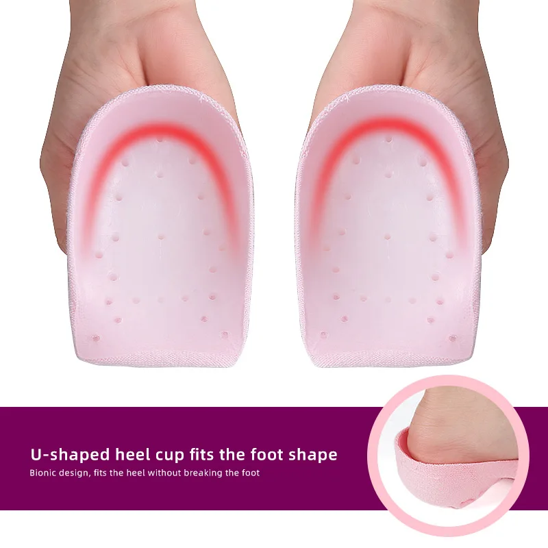 Melenlt Heightening Wedge Insole Socks Invisible Silicone Height Increase Insole Socks Heel Pad Insert for Pain Relive