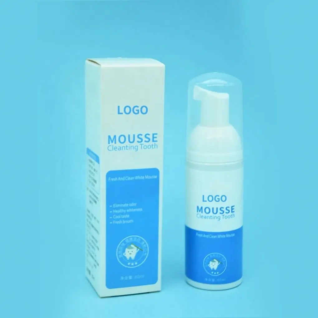 Private label customized oem 3 in 1 mouthwash  tooth whitening foam cleaning tooth mousse for baby