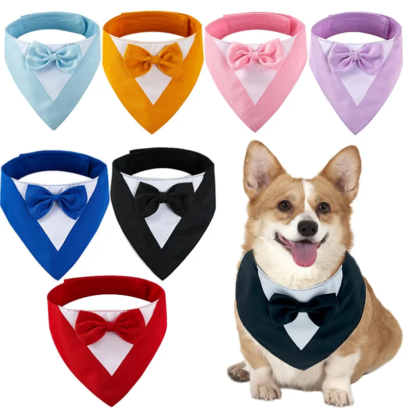 Pet Accessories British Style Suit Collar Dog Bow Tie Triangle Scarf Dog Bandana Custom