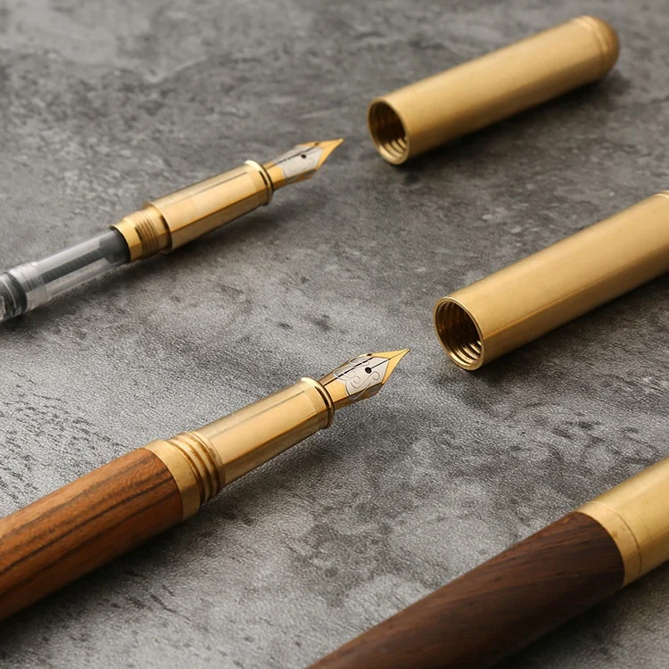 Brass Solid Handmade Sandalwood Business Pen Mahogany Signature Pen Student Fountain Pen Wholesale Opp Bag Religious Wood Office