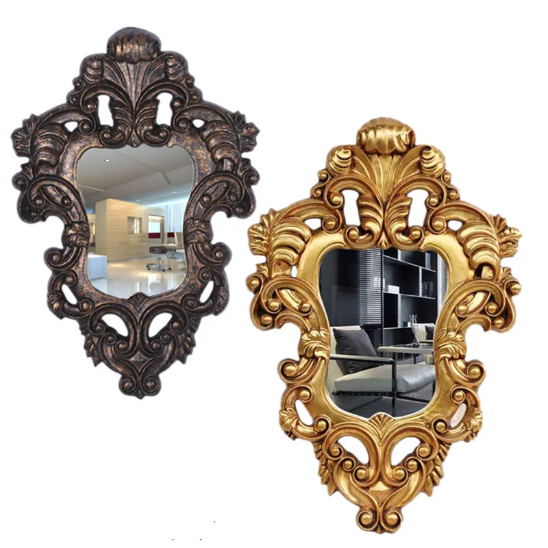 Bathroom PU frame European Vintage corner design style living room bathroom decorative mirror