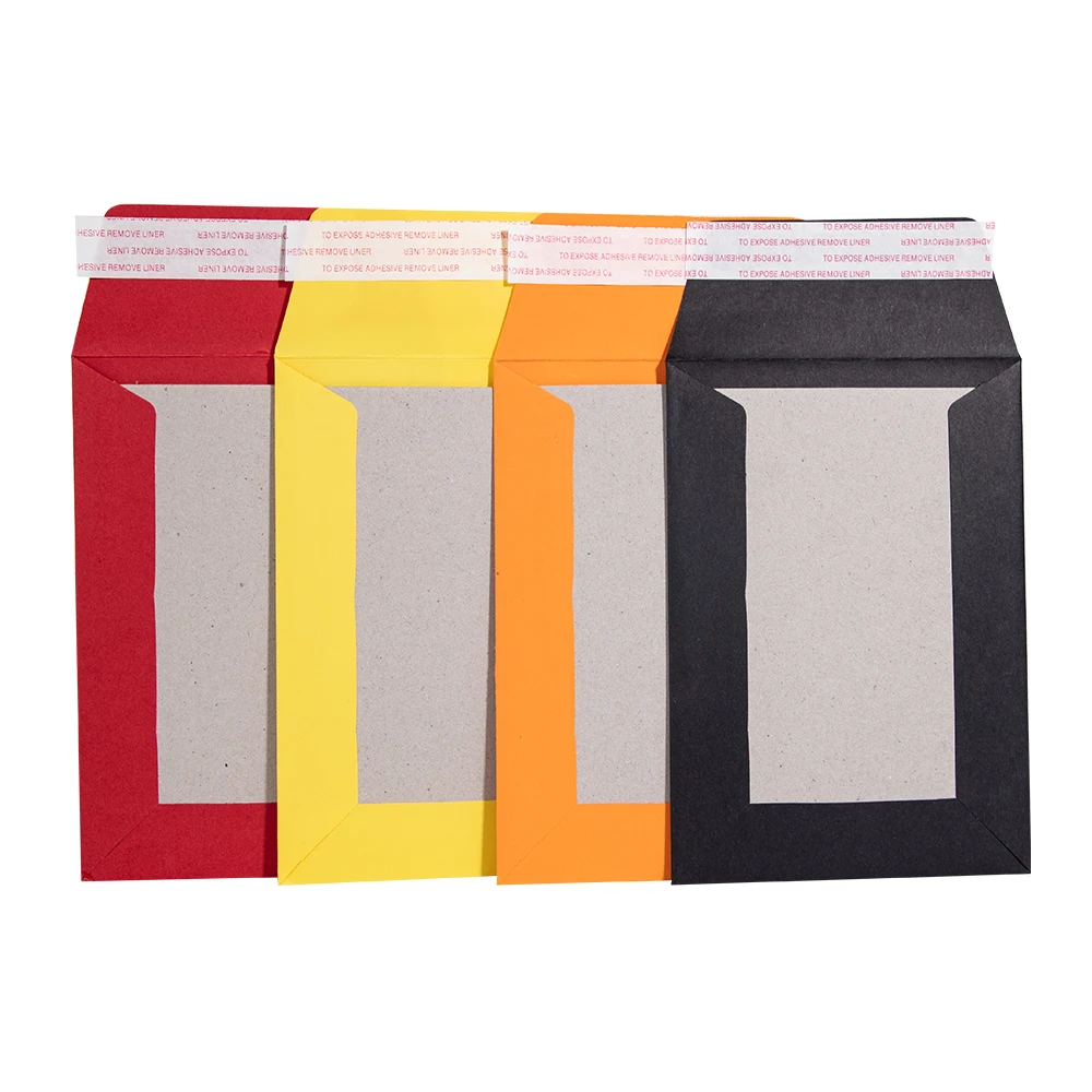 Custom Logo Printed Hard Board Backed Envelope Do Not Bend Rigid Hard Mailer Shipping Bag Kraft Brown Cardboard Mailer Envelope