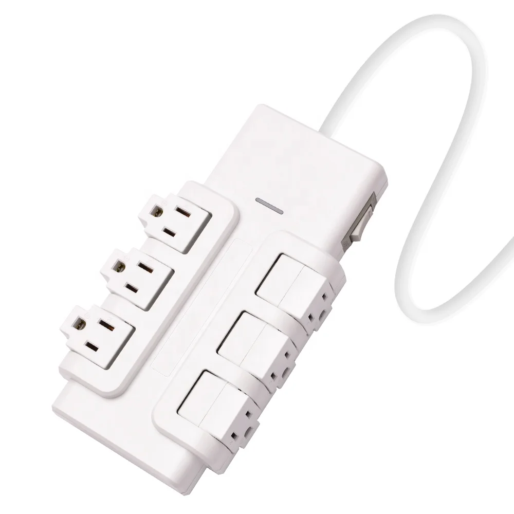Вращающийся сетевой фильтр с 6 розетками Защита от перенапряжения сетевой фильтр