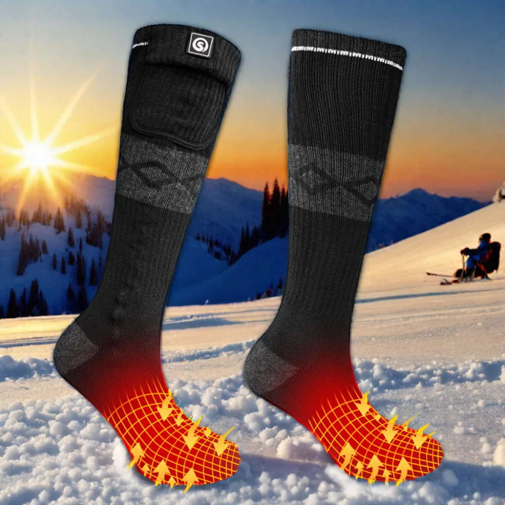 Unisex Outdoor Sports Heated Socks with Self-Heating Thermal Battery for Skiing Snowboarding Riding Walking and Climbing