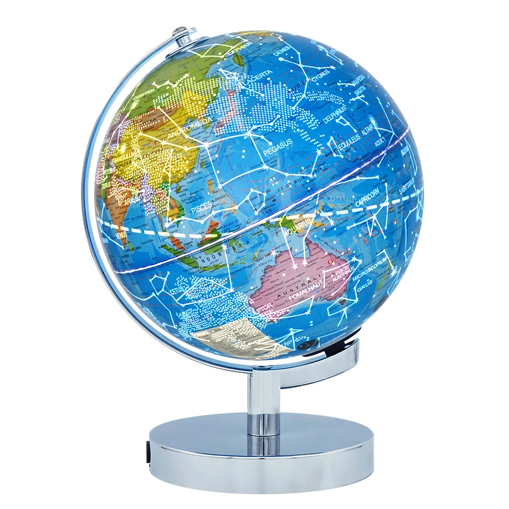 8inch White lighting Geography educational mova rotating globe world globe with stand terrestrial globe for kids teaching tool