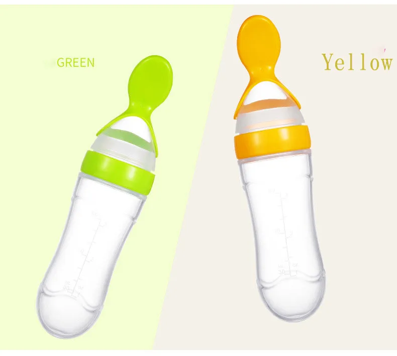 Silicone Baby Food Dispensing Spoon Baby Food Feeder Squeeze Feeding Spoons, Silicone Baby Feeding Supplies