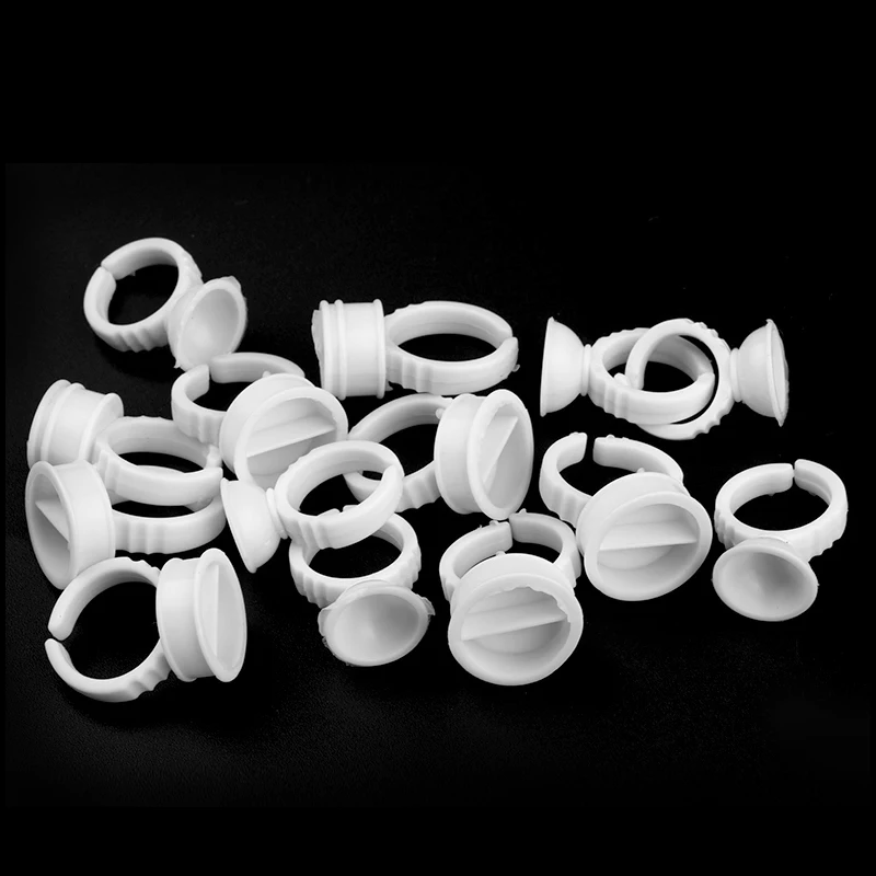 100Pcs Disposable Microblading White Ring Tattoo Ink Cup Tattoo Pigment Holder Plastic Pigment Ring Cup