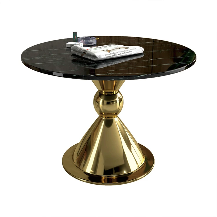 Italian style rock plate table chair modern simple hotel round table light luxury marble small family round table combination