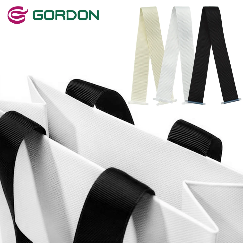 Gordon Ribbons Custom Grosgrain Ribbon With Plastic Buckle For Packaging Bags Wholesale Gift Bag Handle Polyester Ribbon