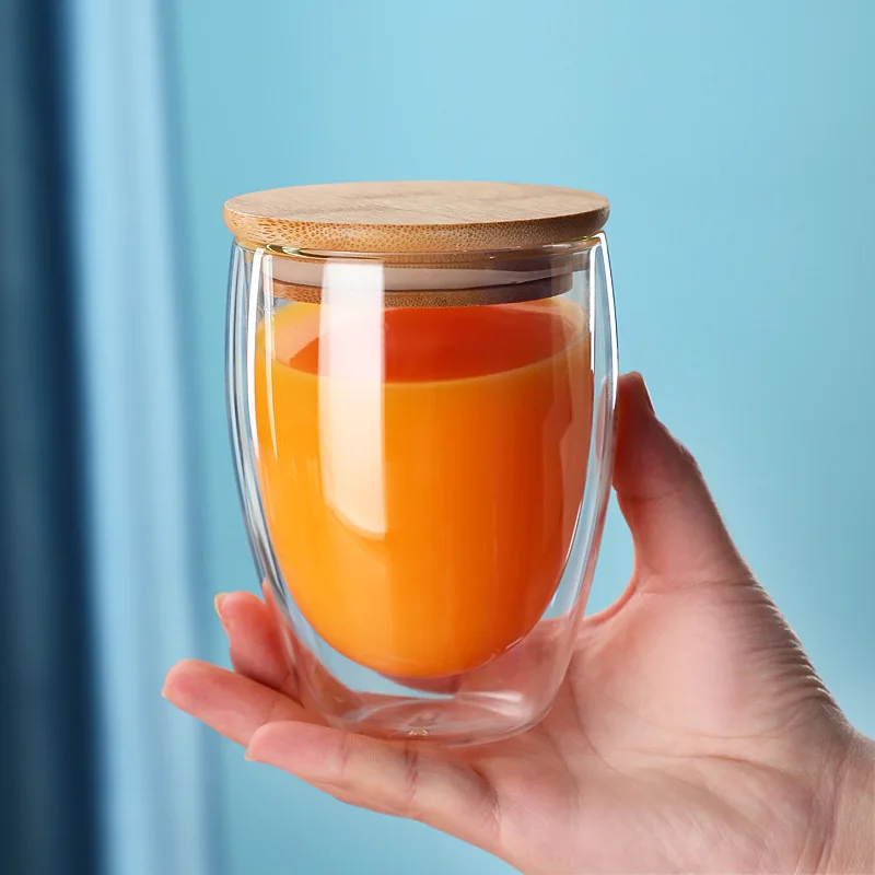 eco-friendly insulated reusable coffee glass mug double wall mug clear mug glass