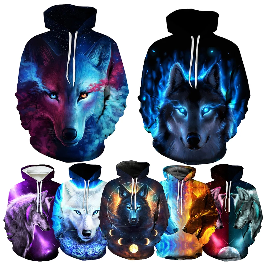 Hot 3D Wolf Printed Hoodies for Men New Style Animal Printing Hoodie From Men Fashion Harajuku Funny Oversize Pullover XXS-4XL