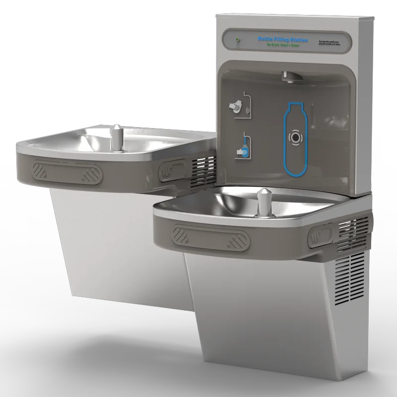 TB35-2DFC Wall Mount Hi-Lo ADA Filtered Water Cooler with Hand Free Bottle Filler