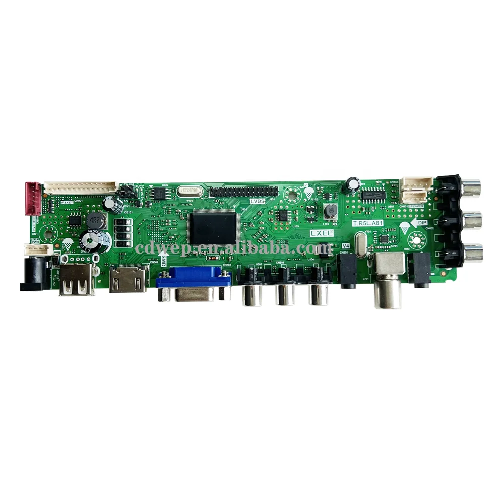 T.R5L.A81With DVB-T2 Uniiversal Led TV Mainboard For 15-32inches Digital  TV 2AV Led tv mainboard T2/S2 Driving Mother Board