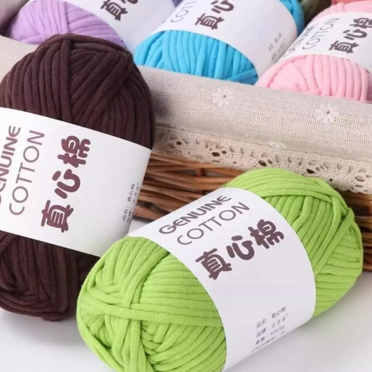 Customize 85 Meters 65% Cotton 35% Acrylic 4.0mm Crochet Hook Hollow Yarn 2mm DIY Hand Weaver Bag Hat Sewing Knitting Use