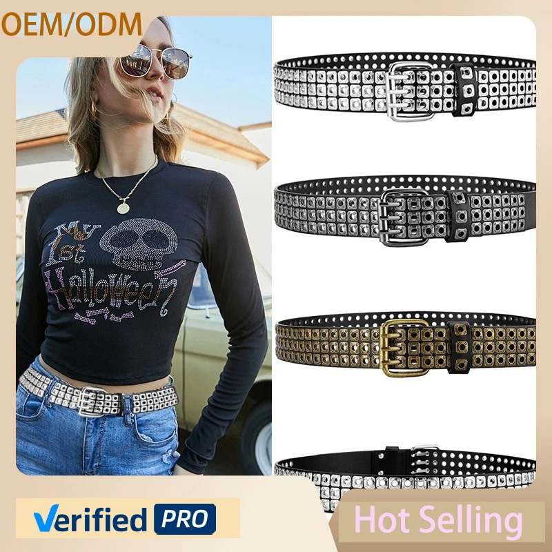 Black Metal Studs Custom Belt For Men Punk Style Genuine Leather Pyramid Studded Women Belt