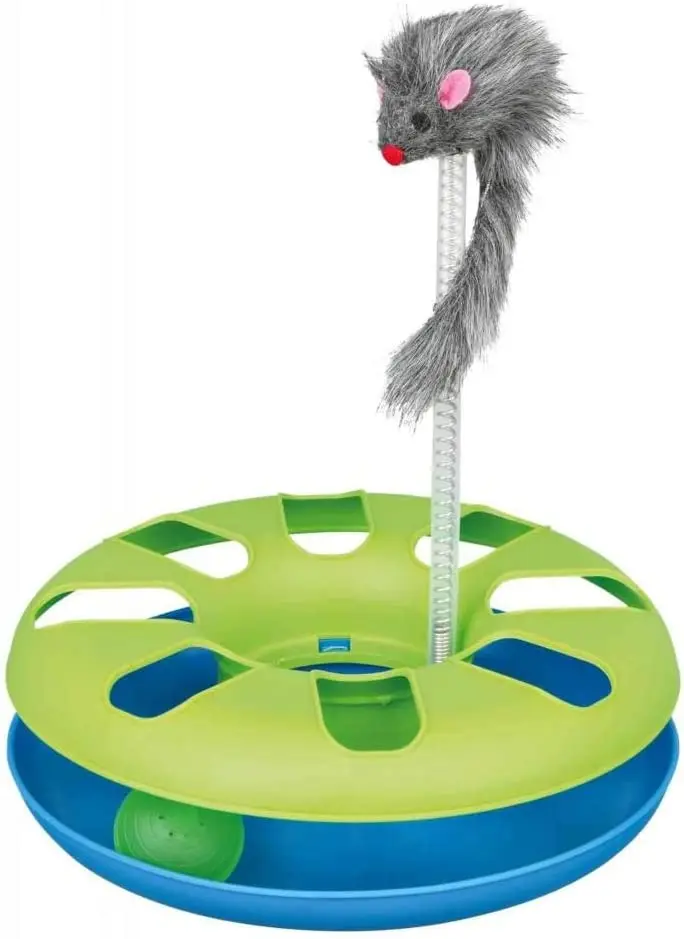 Hot Selling Cat Puzzle Toys Plastic Turntable Feather Mouse Interactive Cats Toys Pet Toys