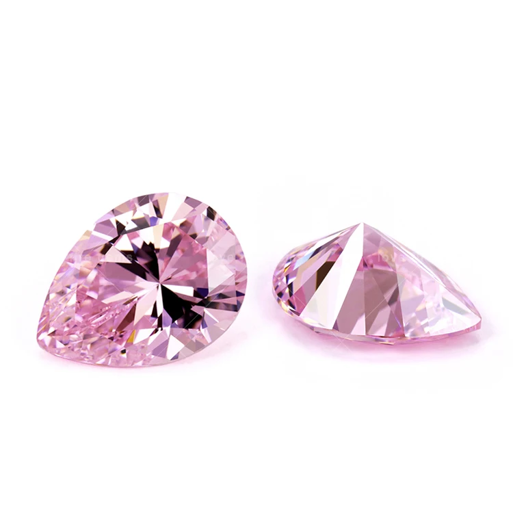 full size 5A grade loose cz diamond gemstone light pink pear shape cut cz stone cubic zirconia