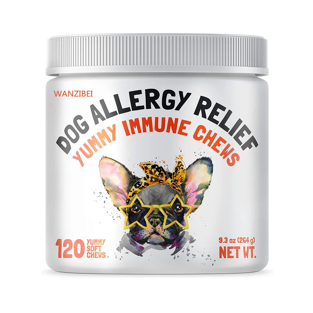 Allergy Relief Chews for Dogs & Immune Support with Kelp, Colostrum & Bee Pollen - for Seasonal Allergies + Anti Itch