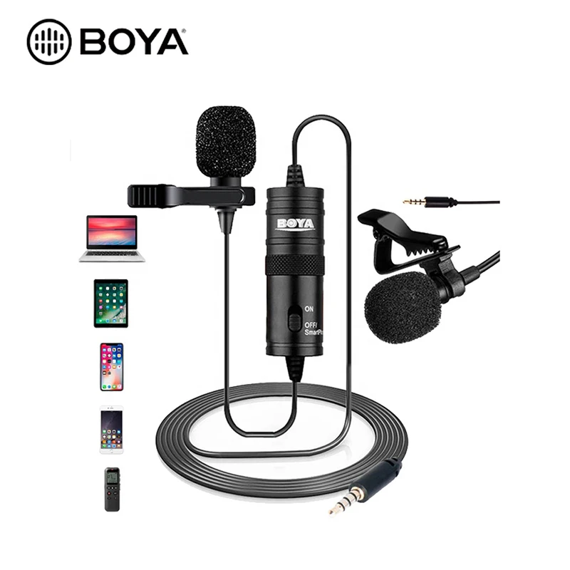 Original BOYA BY-M1 Professional Lavalier Microphone 6M Wire Mic Stereo Audio Recorder Interview Clip Microphone For DSLR Camera