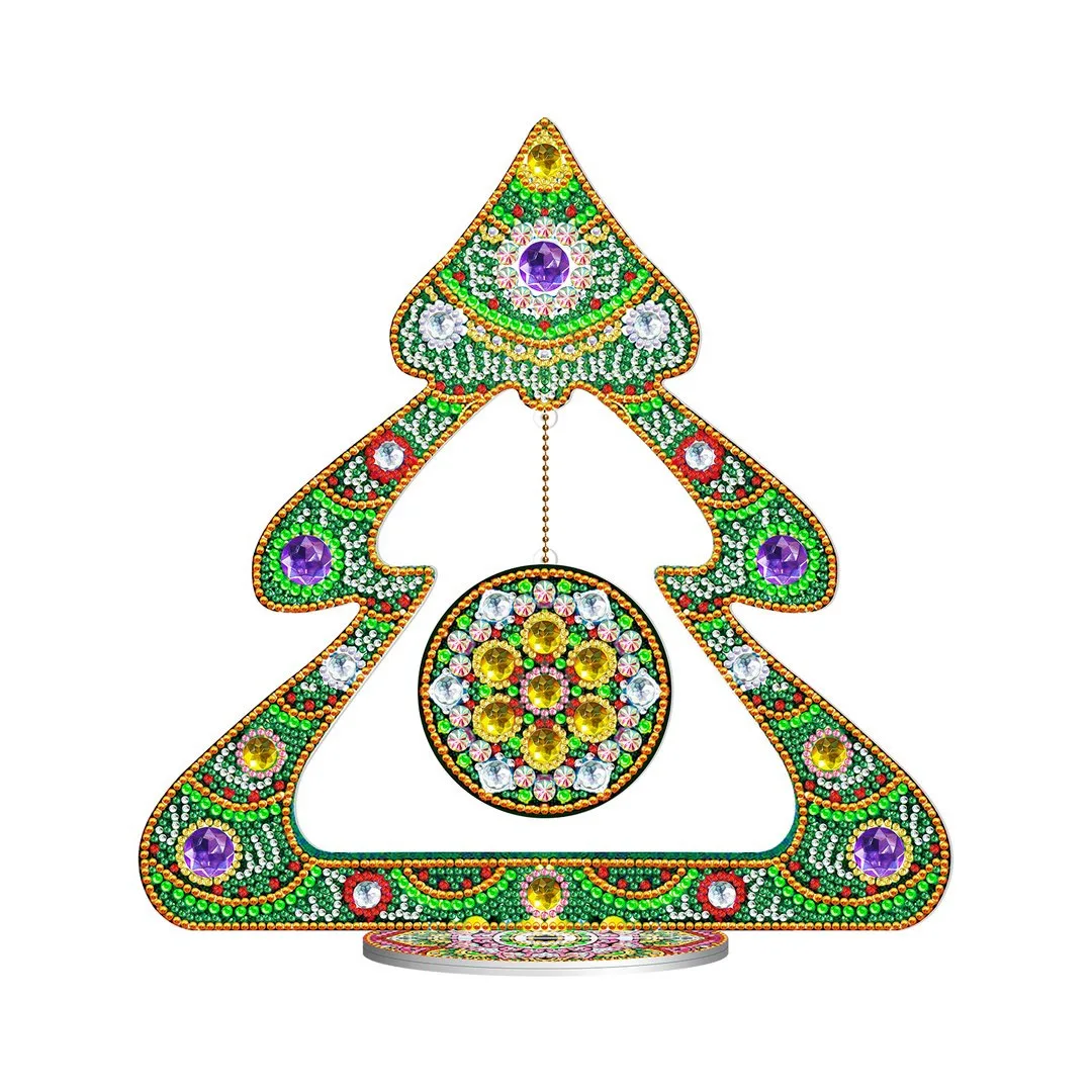 5D DIY Diamond Painting Christmas Tree Shaped Crystal Diamond Ornament Single Sided Acrylic