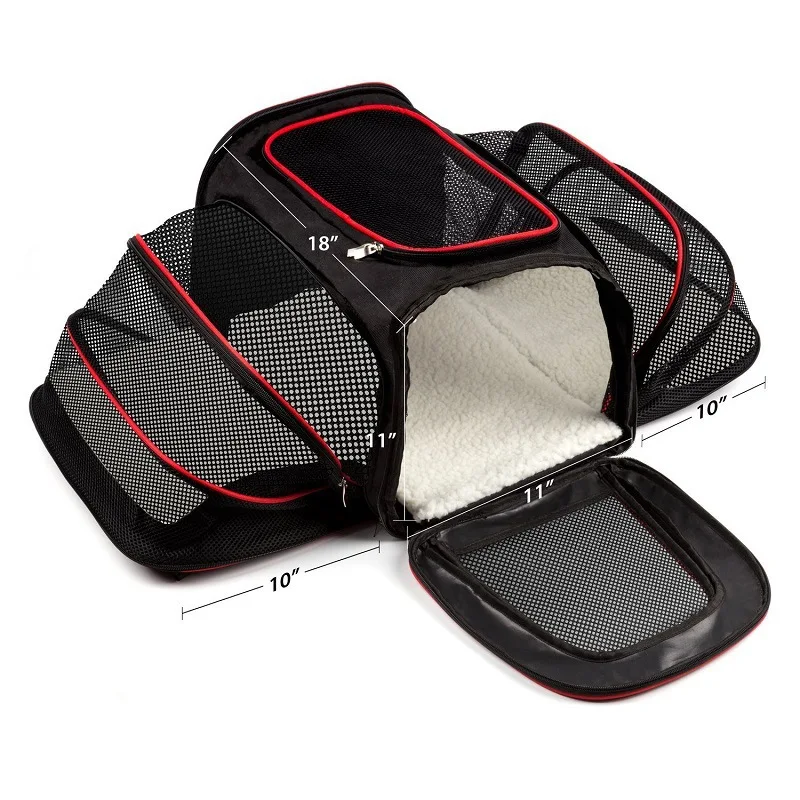 Eco-Friendly Sustainable Pet Carrier Backpack Foldable Nylon Dog and Cat Travel Bag with Zipper Closure