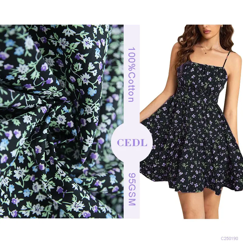 Accept Customization Ready Stock 100% Cotton Floral Liberrity Printed Poplin Digital Printed Dress and Shirt Fabric