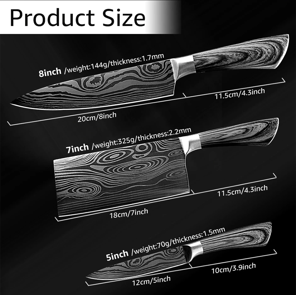Knife Set Kitchen Meat Tools Carver Boning Fixed Blade Forging Viking Cleaver Forged High-carbon Steel Honesuki Hunting