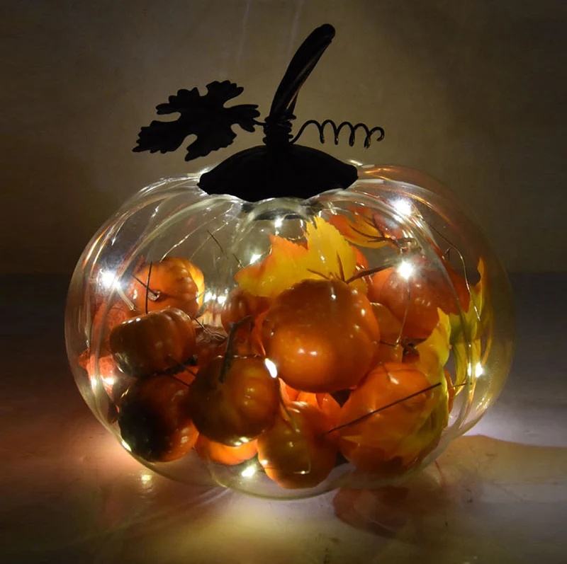 OEM customized Transparent pumpkin shape lantern solar lantern Built in pumpkin model garden decorative solar lantern