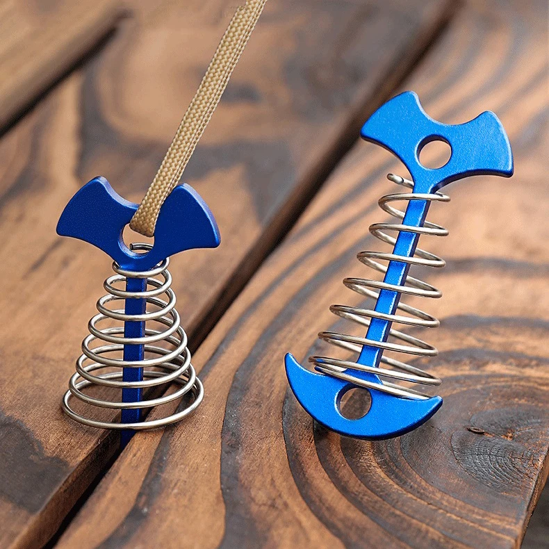 Hiking Accessories Deck Peg with Carabiner Hook Spring Octopus Rope Buckle