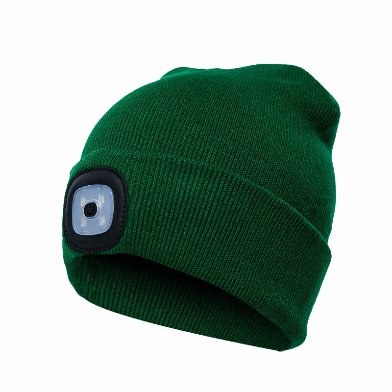 three speed dimming night outdoor sports knitted hat LED headlamp acrylic knitted beanie hat