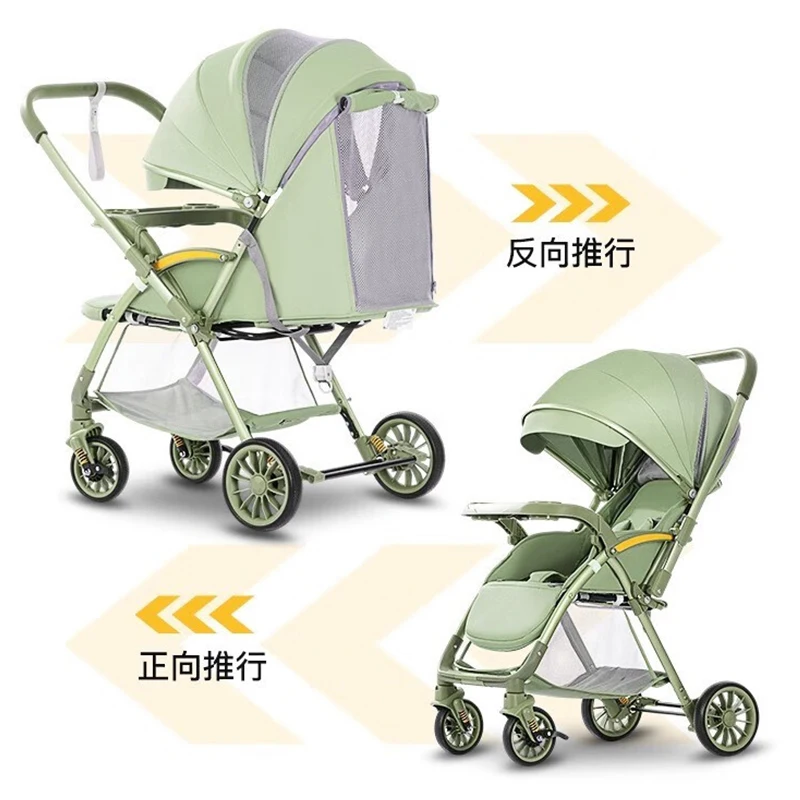 Folding Baby Strollers Outdoor Traveling X-Type Shock Absorber Baby Pram ASTM Multi-Functional Two -Way Baby Stroller