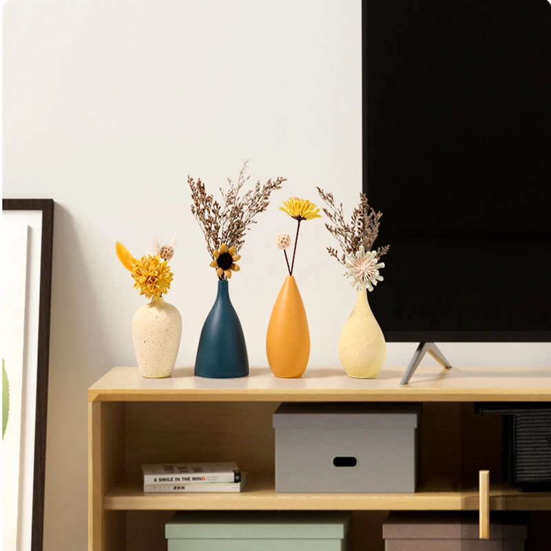 Modern minimalist Nordic ceramic vase ornaments desktop living room ornament flower set nordic vase home decor