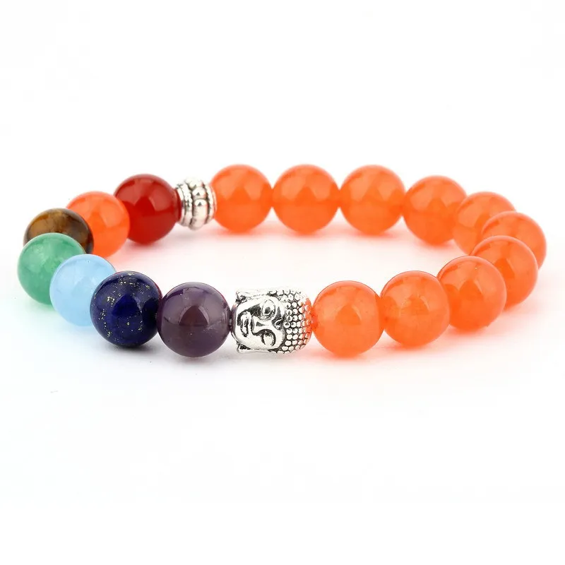 Fashion Yoga Chakra Lava stone bead Buddha Head Agate Bead bracelet Jewelry