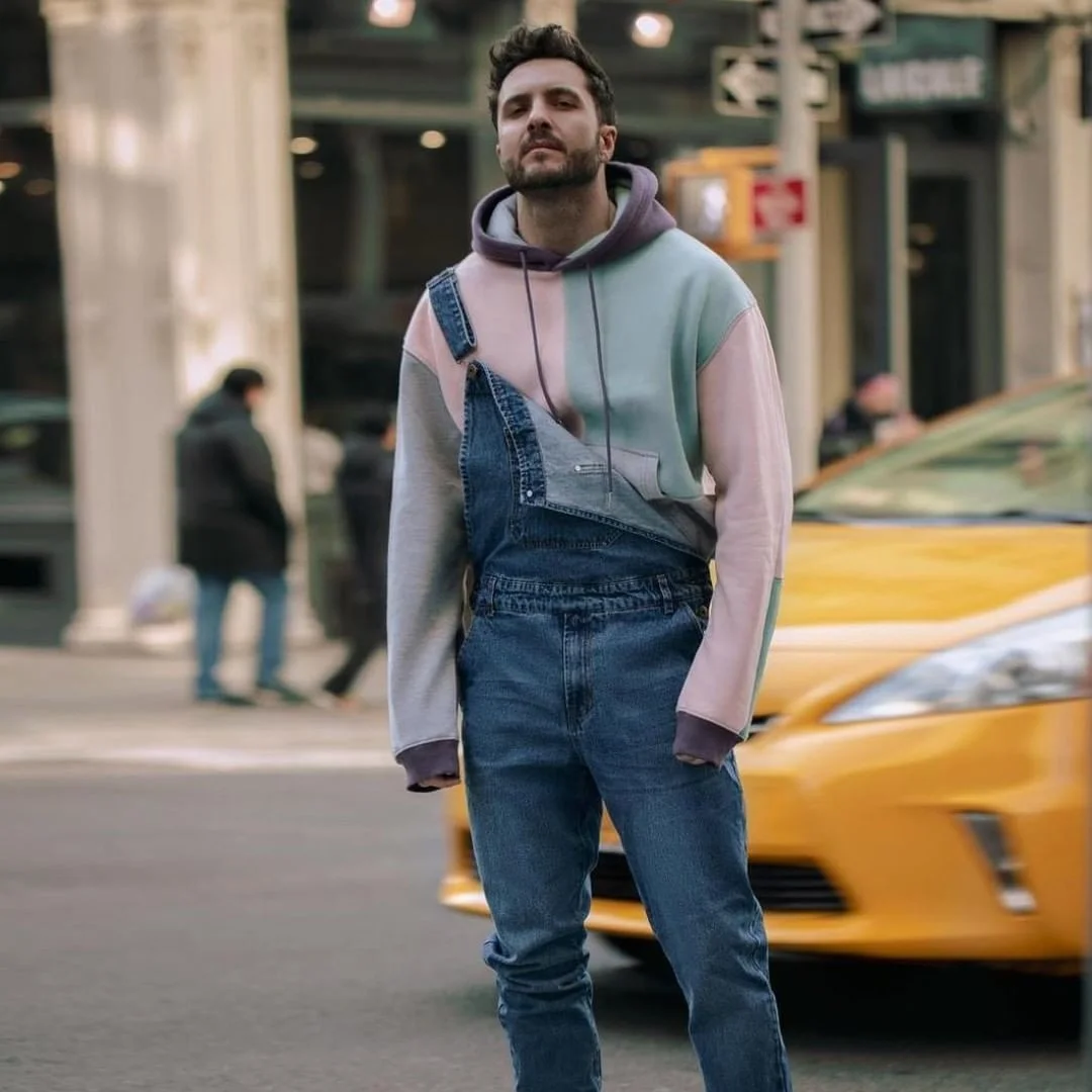 
DLL111 Hot sale pullover men new multicolor patchwork loose sweater street fashion 2020 mens hoodies 