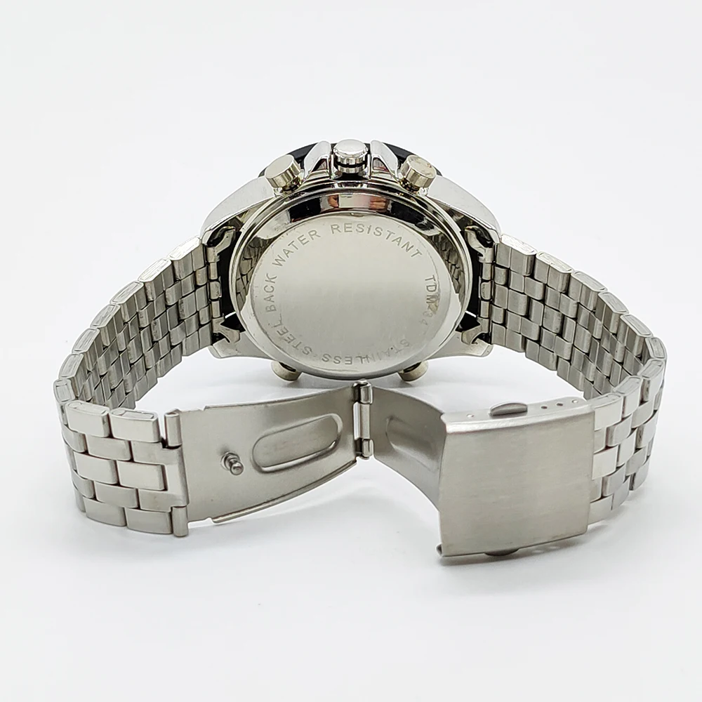 Stainless steel back water resistant fashion multifunctional watch Digital Sport Quartz Wrist watch