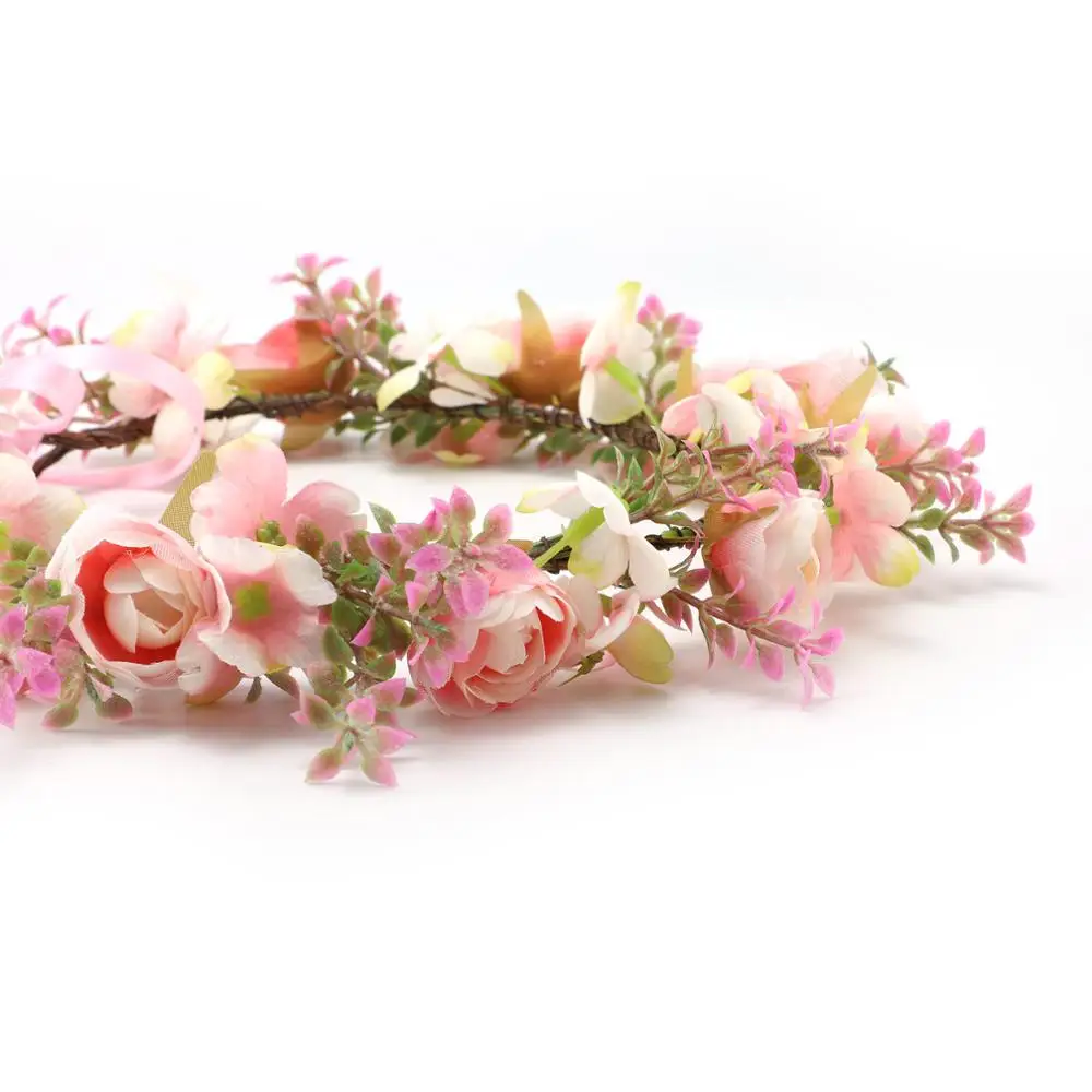 fc620 New Design Pink Wild Flower Headband Artificial Flower Crown for Adult Girl Kid